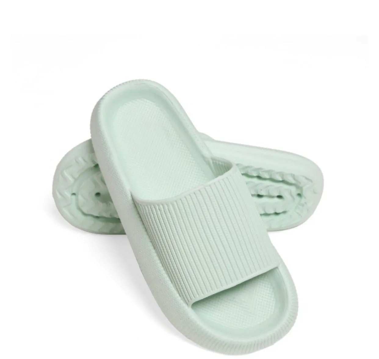 Sliding into Comfort Slides-Mint Vertical Lines