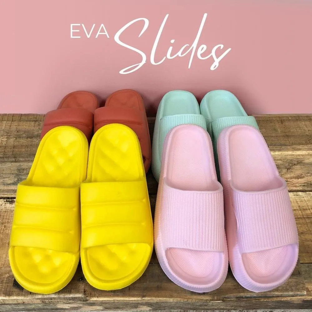 Sliding into Comfort Slides-Mint Vertical Lines