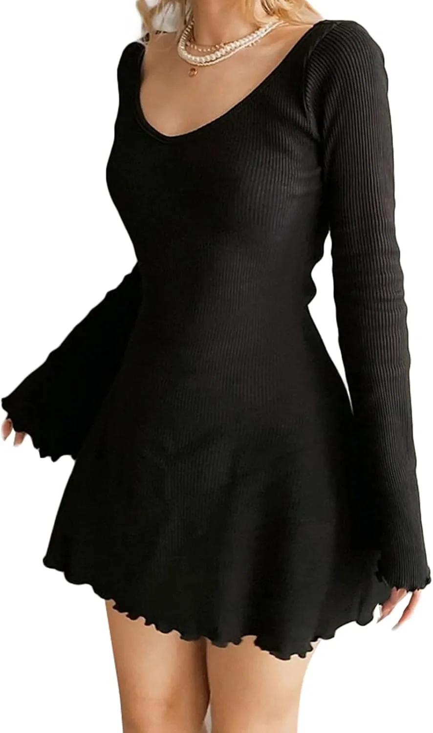 SOLILOQUY Women Gothic Dress Punk Off Shoulder Striped Knit Dress Y2k Fairy Grunge Dress Halloween Dark Academia Clothes