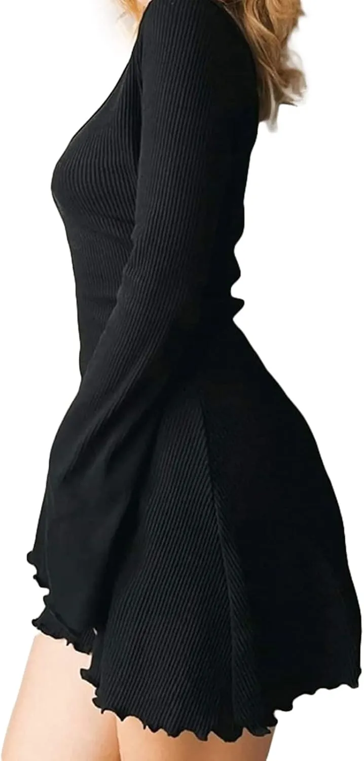 SOLILOQUY Women Gothic Dress Punk Off Shoulder Striped Knit Dress Y2k Fairy Grunge Dress Halloween Dark Academia Clothes