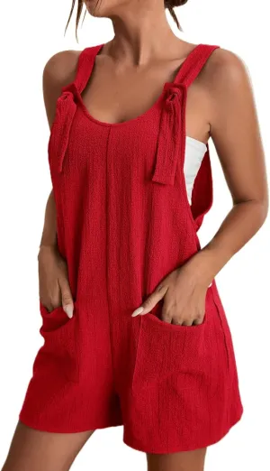 Summer Jumpsuits for Women 2025 Plus Size Loose Rompers Overall Shorts Casual Boho Sundresses With Pockets