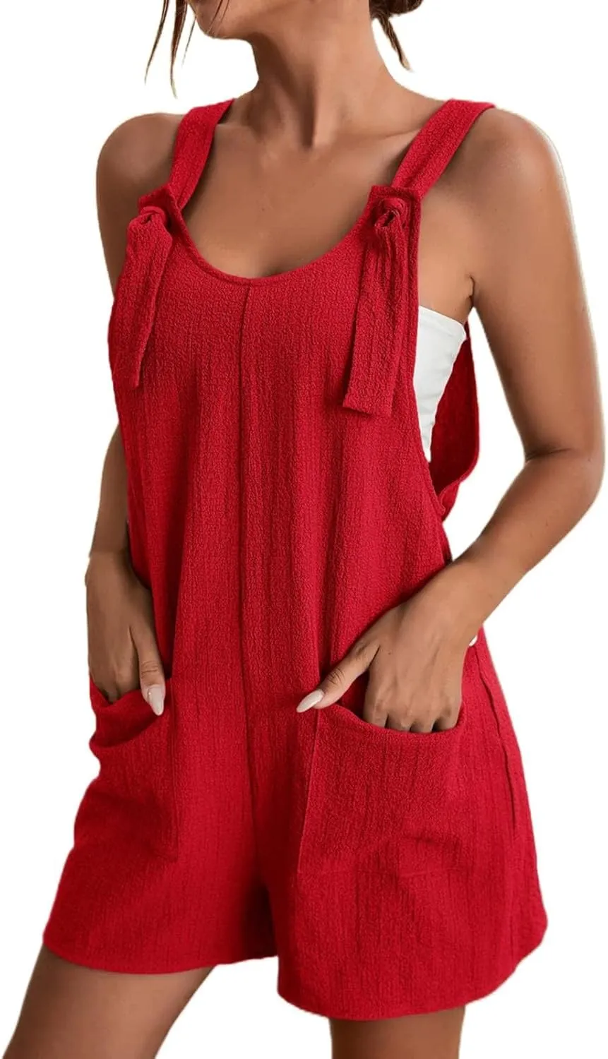 Summer Jumpsuits for Women 2025 Plus Size Loose Rompers Overall Shorts Casual Boho Sundresses With Pockets