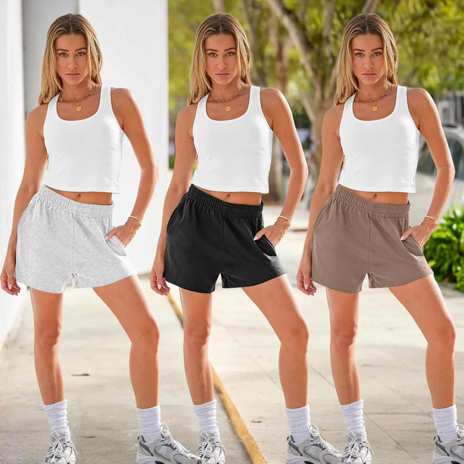 SUNBS 3 Pack Womens Sweat Shorts Casual Lounge Cotton Trendy Summer Running High Waisted Athletic Clothes