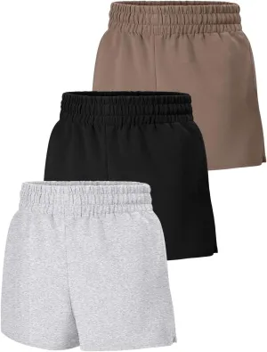 SUNBS 3 Pack Womens Sweat Shorts Casual Lounge Cotton Trendy Summer Running High Waisted Athletic Clothes