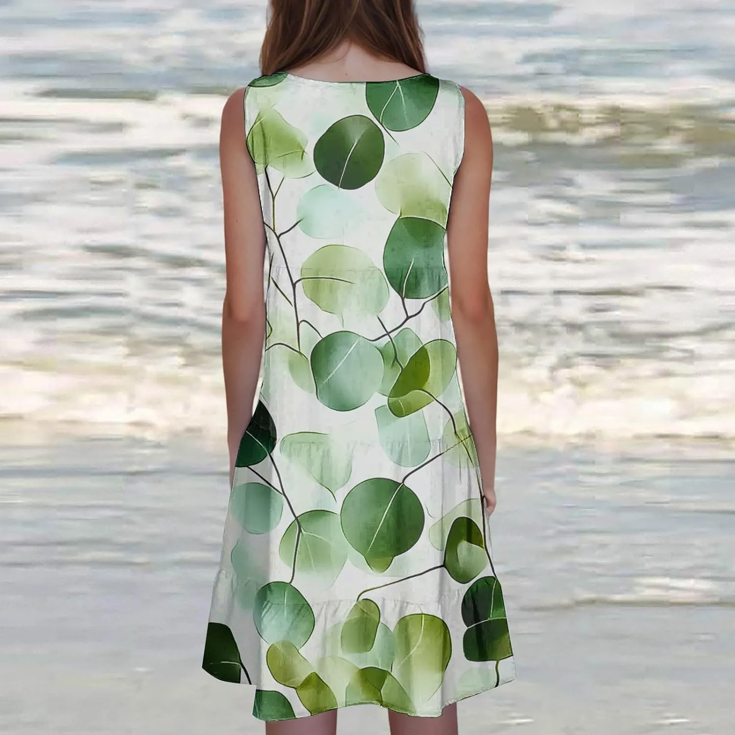 Sundresses for Women 2025 Sleeveless Boho Floral Print Beach Dress Flowy Loose Trendy Casual Tank Dresses