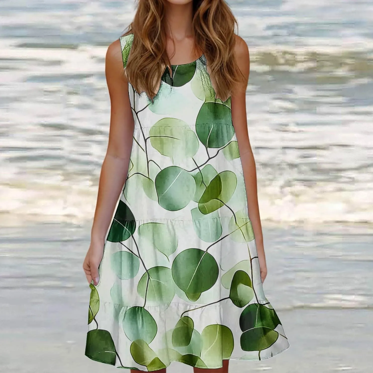 Sundresses for Women 2025 Sleeveless Boho Floral Print Beach Dress Flowy Loose Trendy Casual Tank Dresses