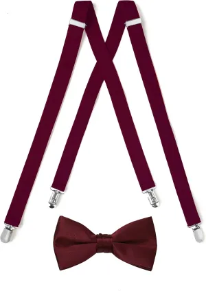 Suspender & Bow Tie Set (Adult, Burgundy)