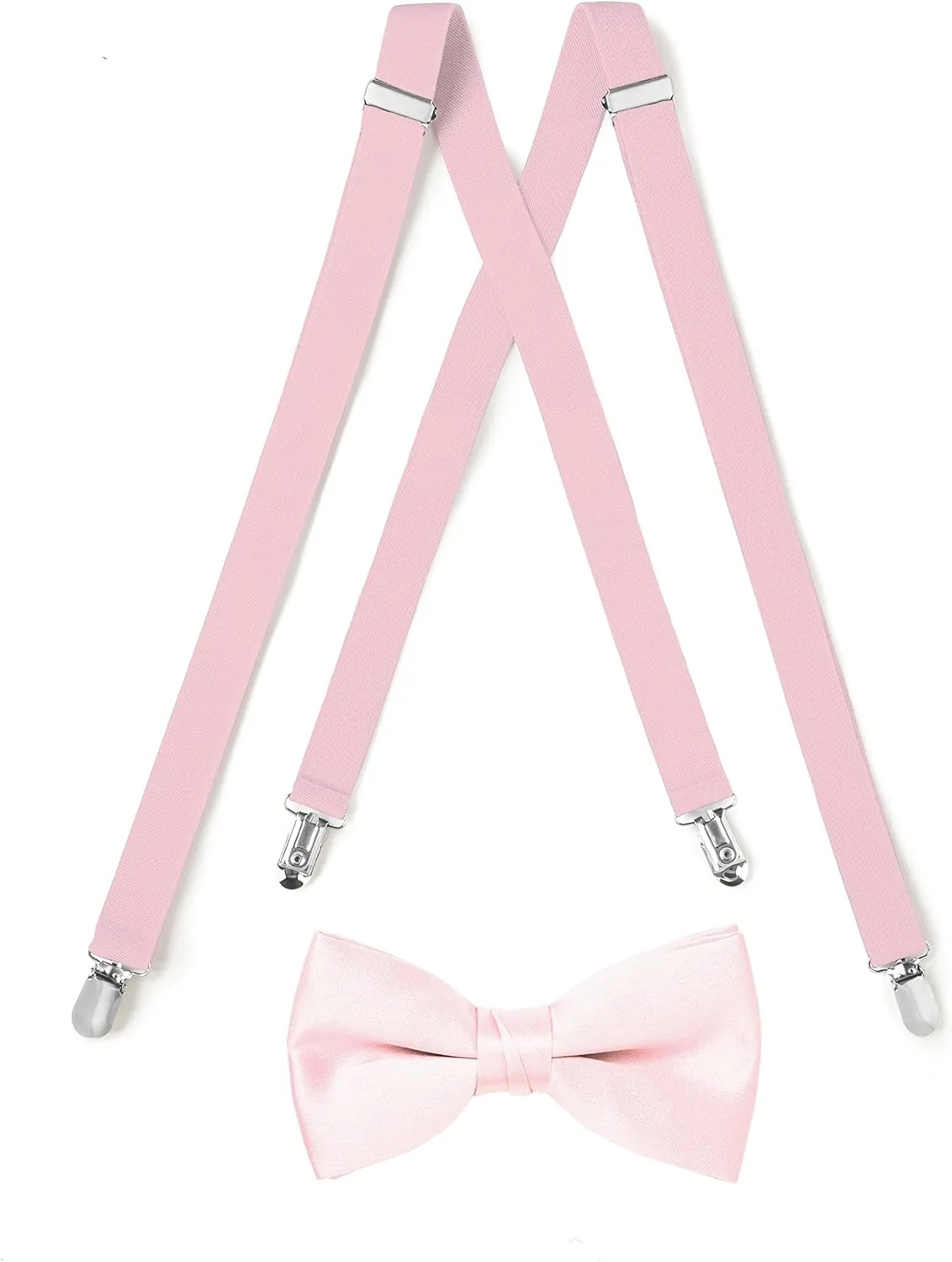 Suspender & Bow Tie Set (Adult, Light Pink)
