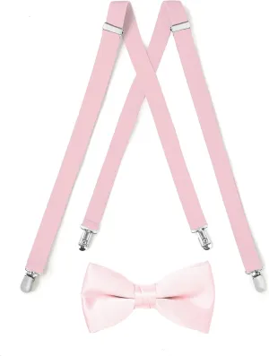 Suspender & Bow Tie Set (Adult, Light Pink)