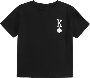 SweatyRocks Boy's Letter Tees Graphic Print Tops Crewneck Short Sleeve Casual T Shirts