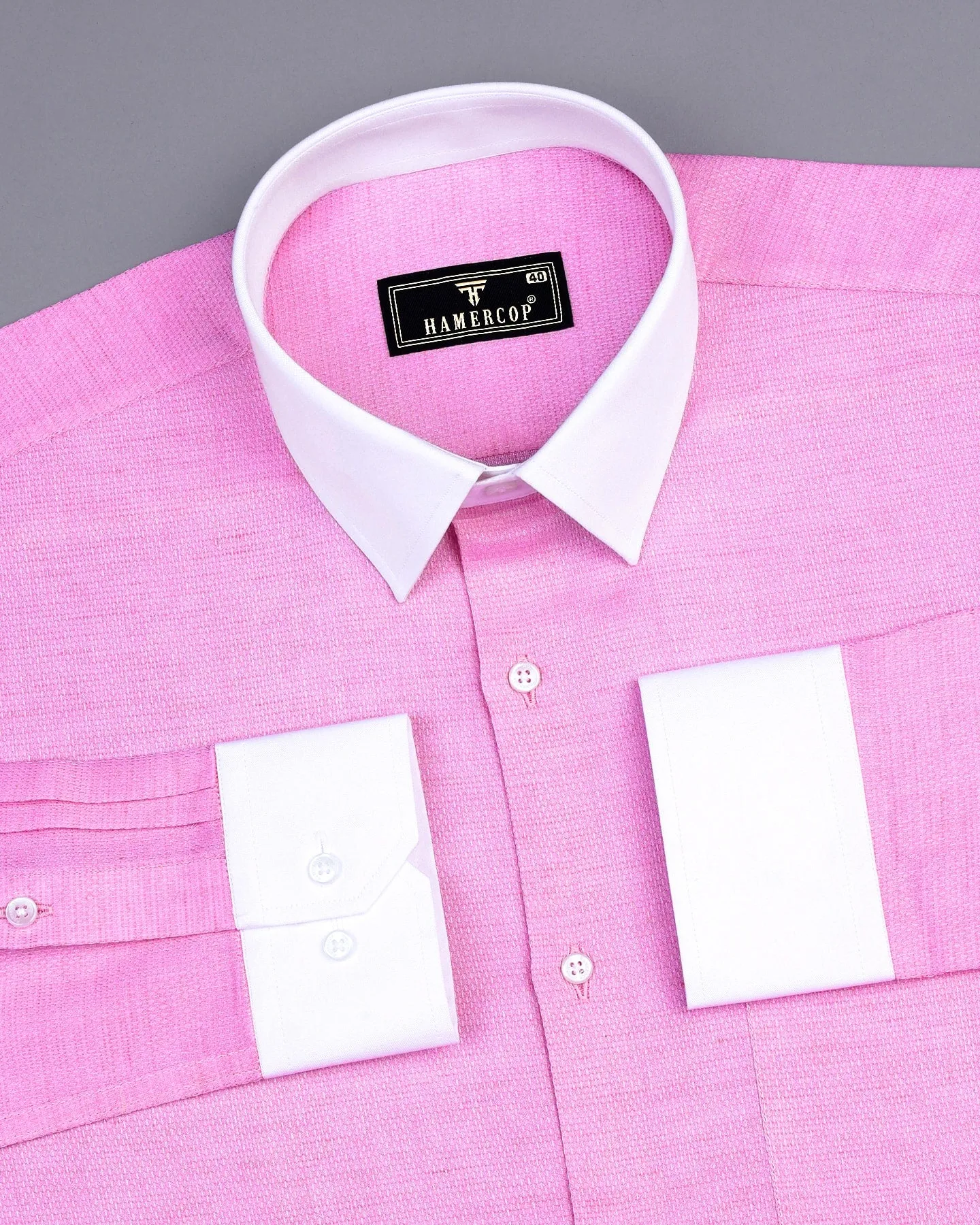 Taffy Pink Hexagon Shaped Dobby Cotton Designer Shirt