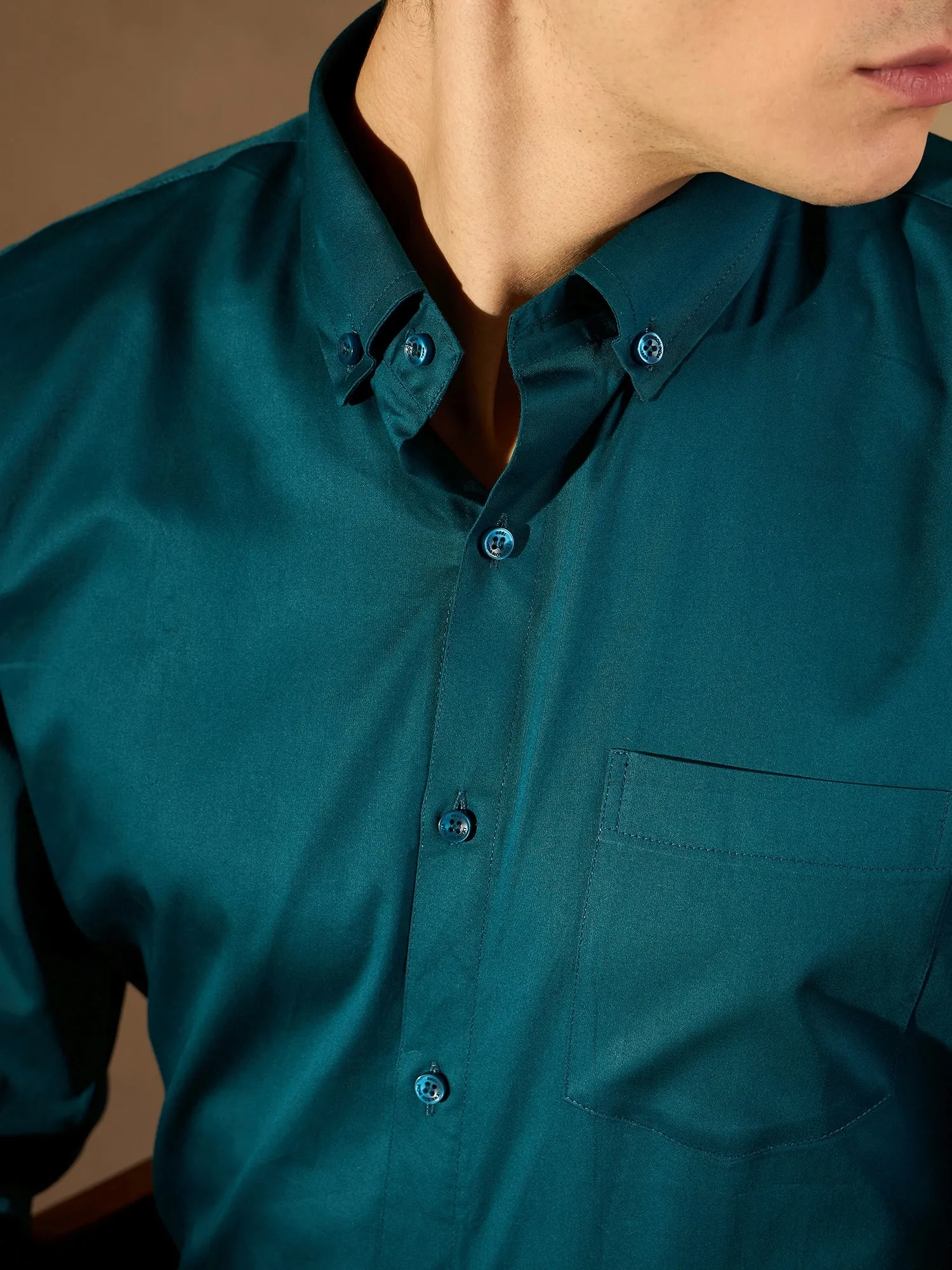 Teal Green: Solid Formal Shirt