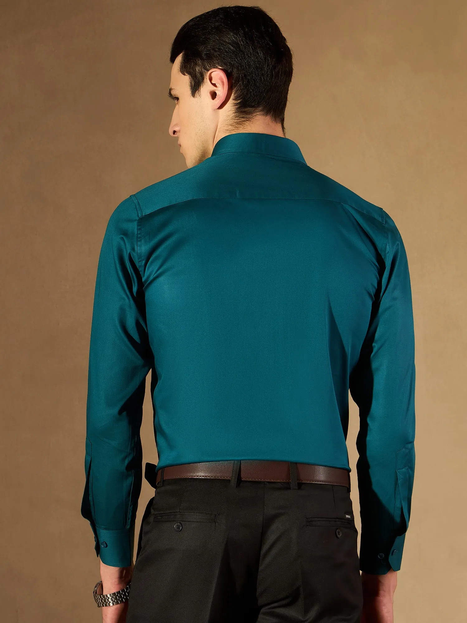 Teal Green: Solid Formal Shirt