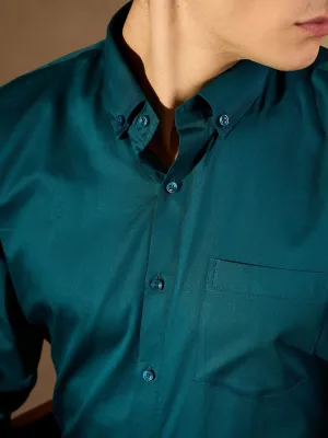 Teal Green: Solid Formal Shirt
