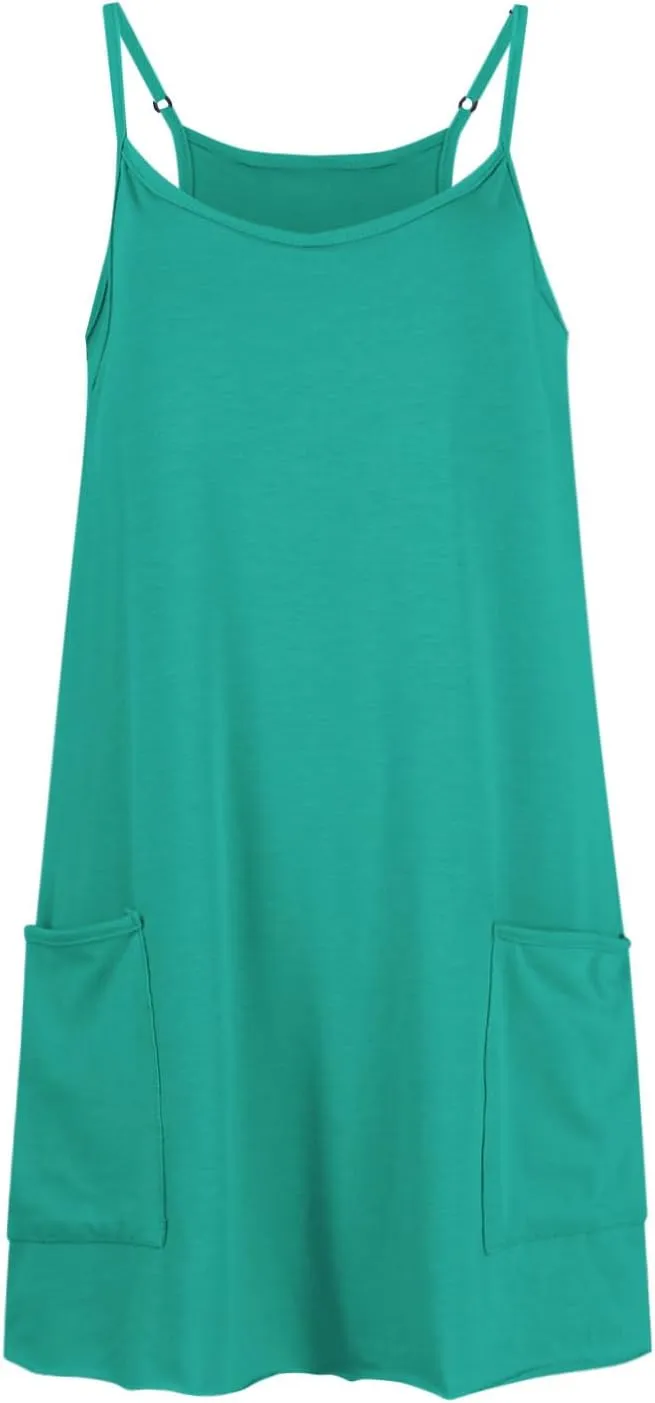 Tennis Summer Dress for Women Casual Sleeveless Spaghetti Strap with Pockets Sundress Workout Mini Tennis Athletic Golf Dress