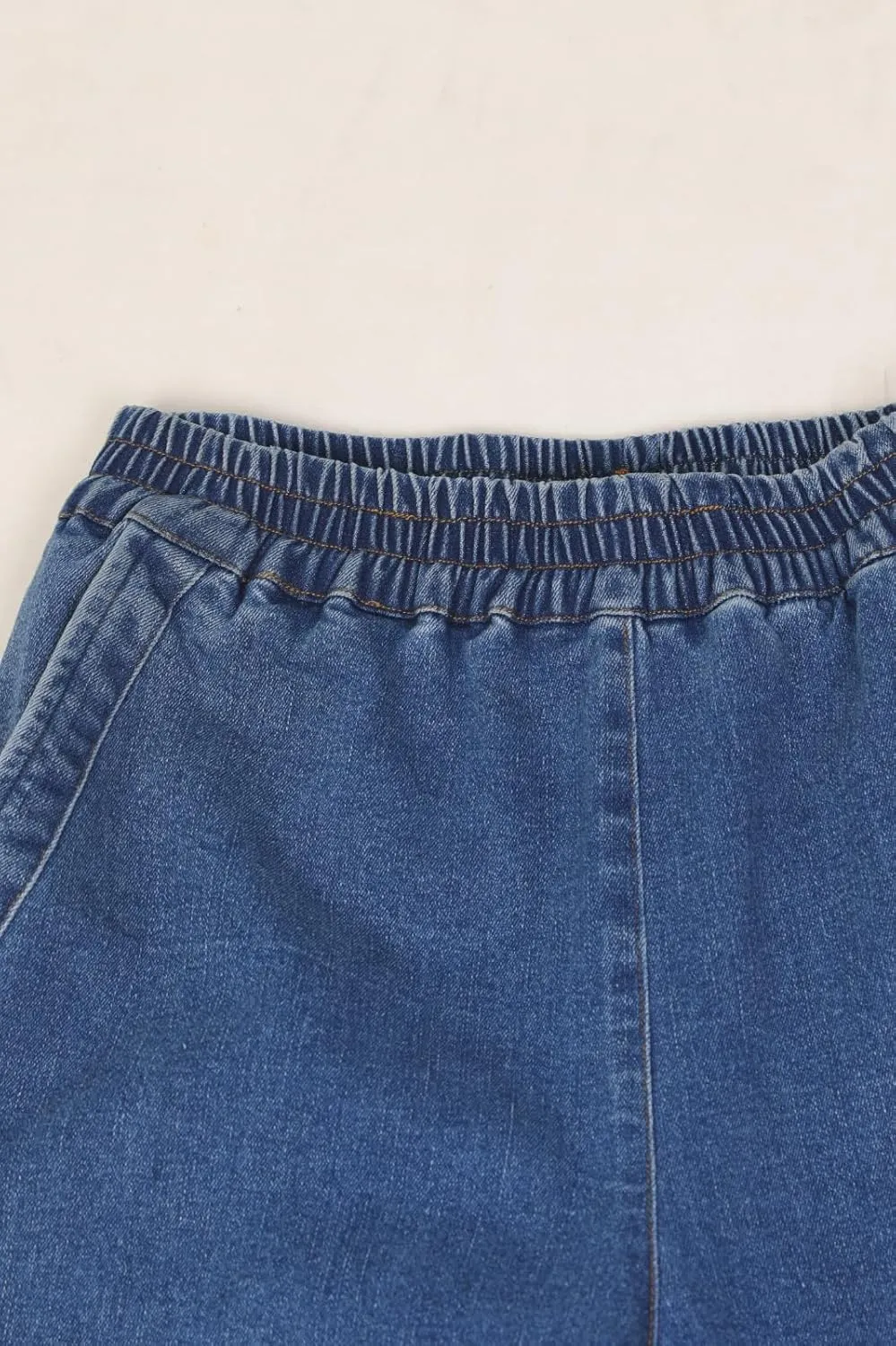 ThCreasa Womens Casual Elastic Waist Pull On Jeans Lightweight Drawstring Denim Pants