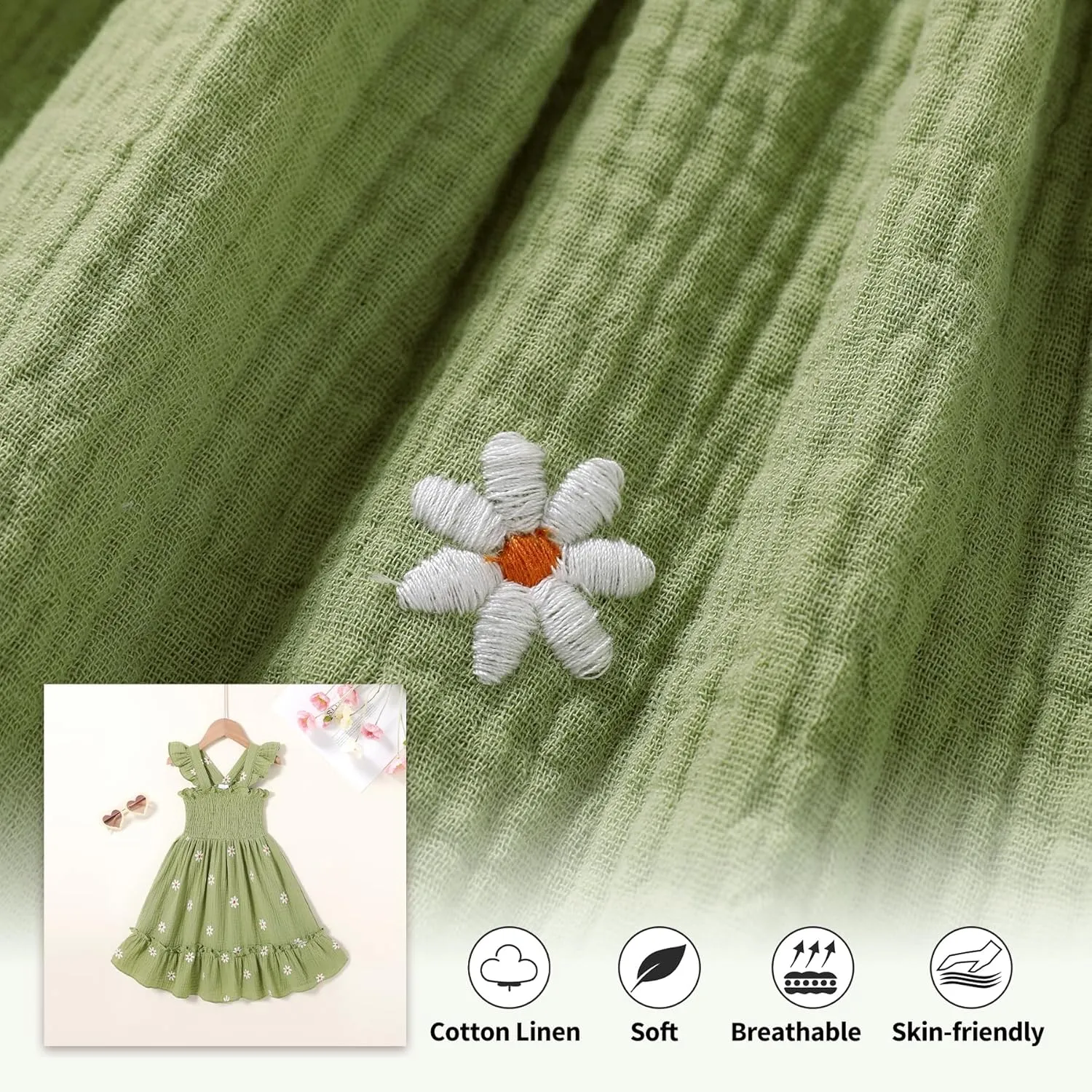 Toddler Baby Girls Dress Floral Embroidered Boho Sleeveless Beach Butterfly Sundress