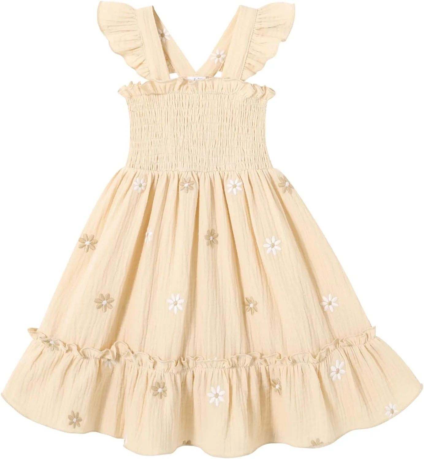 Toddler Baby Girls Dress Floral Embroidered Boho Sleeveless Beach Butterfly Sundress