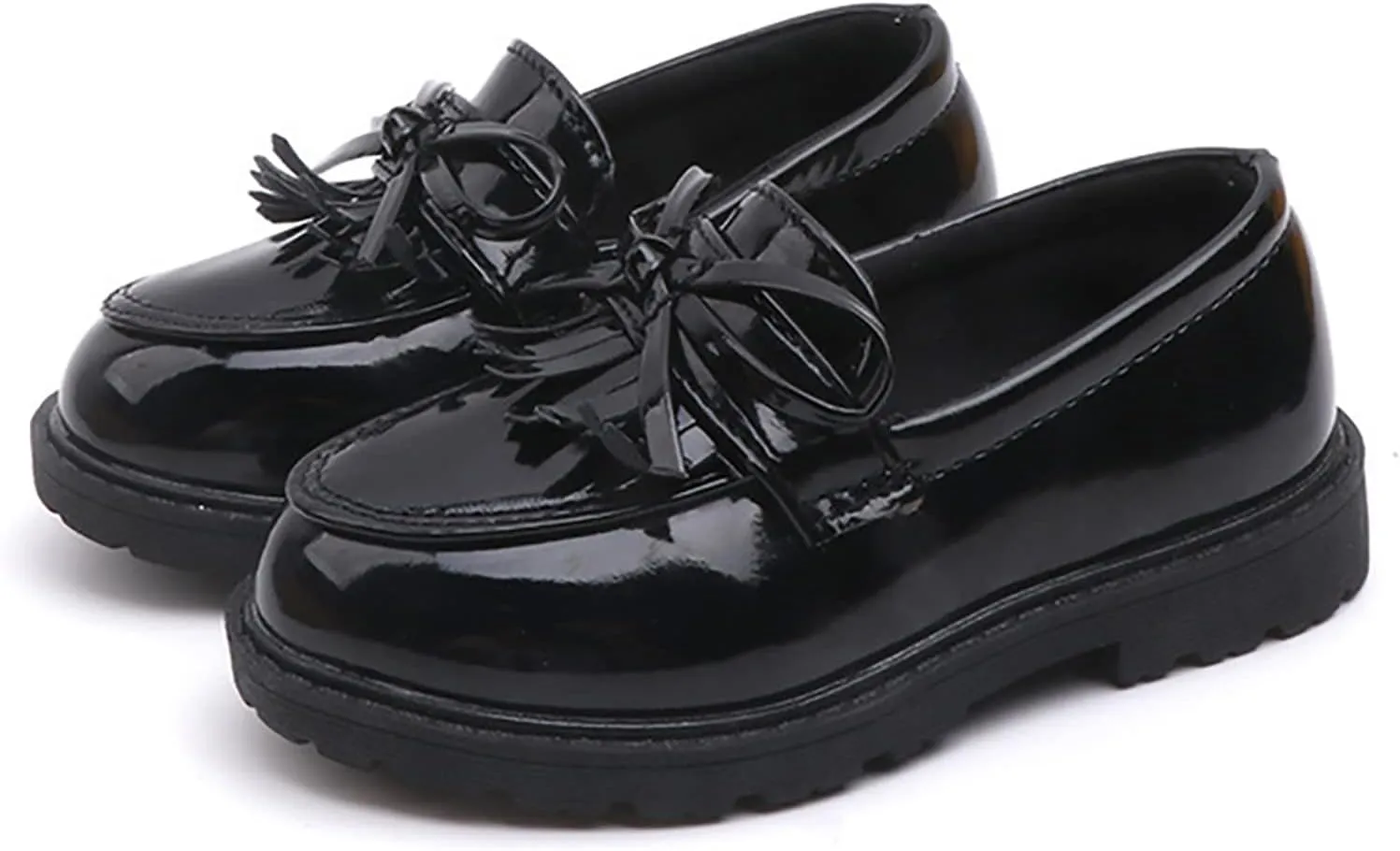 Toddler Boys Girls Dress Shoes Comfort Lace-Up 𝐎xford School Slip On Leather Tassel Bow School Dress Shoes Loafer 𝐅lats