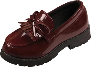 Toddler Boys Girls Dress Shoes Comfort Lace-Up 𝐎xford School Slip On Leather Tassel Bow School Dress Shoes Loafer 𝐅lats