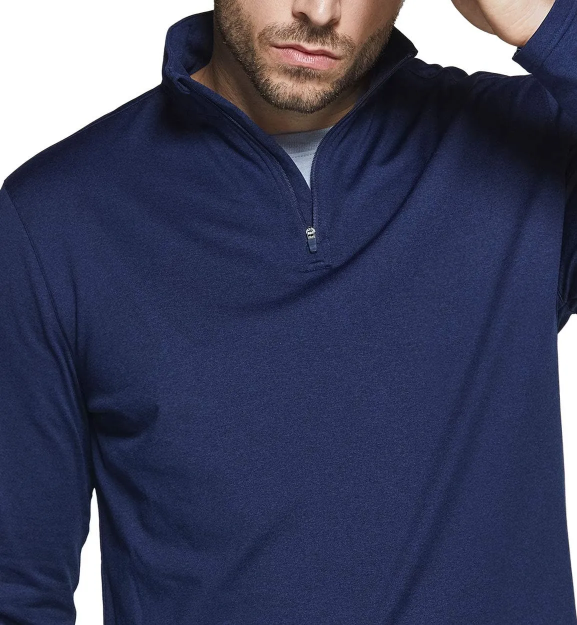 TSLA Men's Quarter Zip Thermal Pullover Shirts, Winter Fleece Lined Lightweight Running Sweatshirt