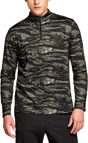 TSLA Men's Quarter Zip Thermal Pullover Shirts, Winter Fleece Lined Lightweight Running Sweatshirt
