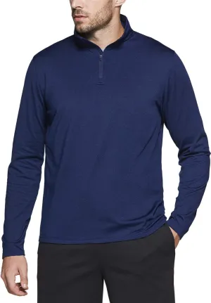 TSLA Men's Quarter Zip Thermal Pullover Shirts, Winter Fleece Lined Lightweight Running Sweatshirt