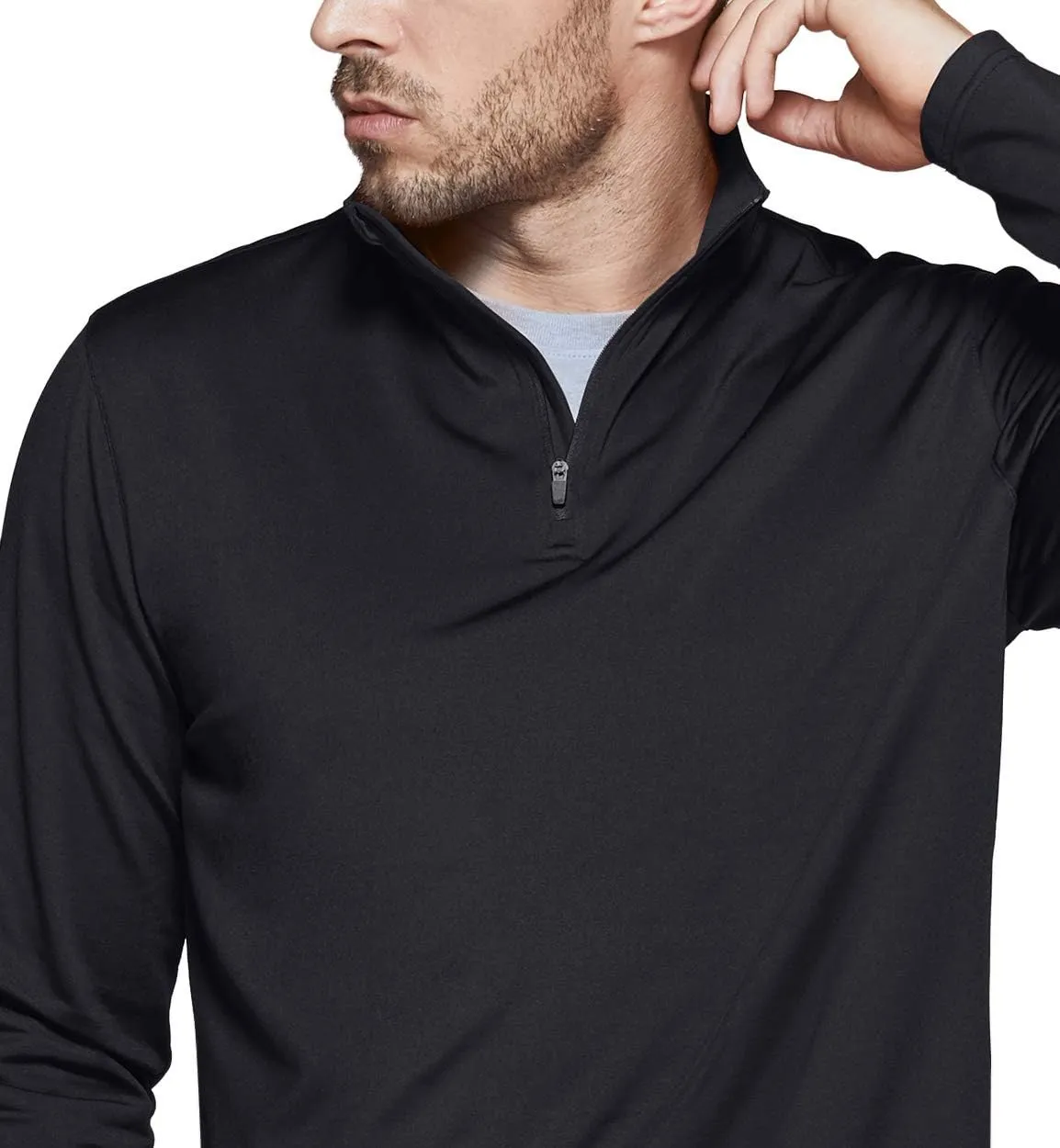 TSLA Men's Quarter Zip Thermal Pullover Shirts, Winter Fleece Lined Lightweight Running Sweatshirt