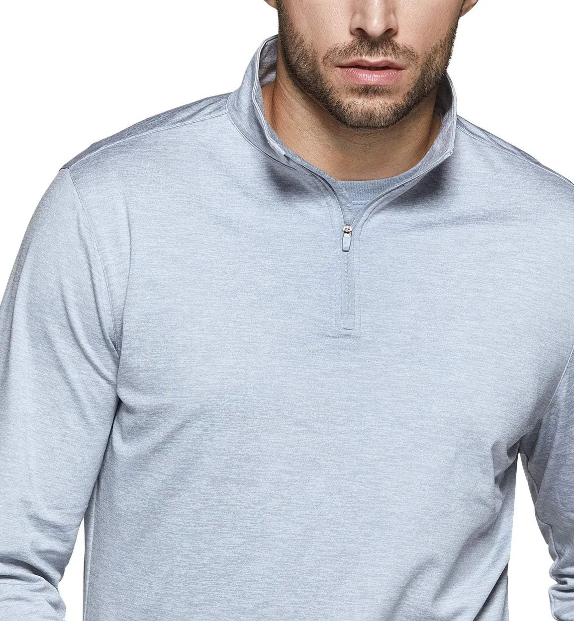 TSLA Men's Quarter Zip Thermal Pullover Shirts, Winter Fleece Lined Lightweight Running Sweatshirt