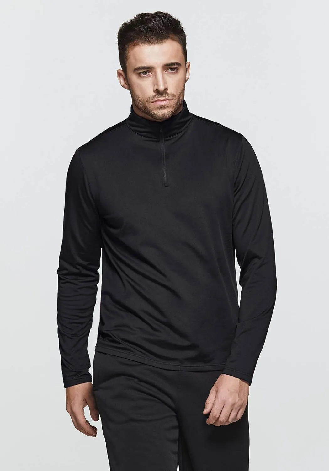 TSLA Men's Quarter Zip Thermal Pullover Shirts, Winter Fleece Lined Lightweight Running Sweatshirt