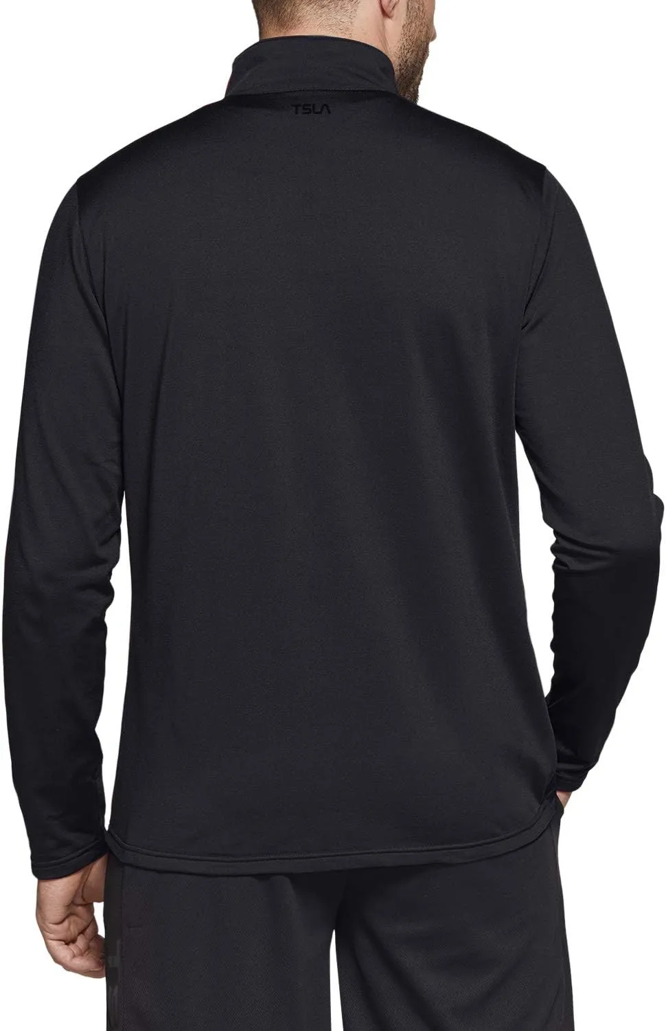 TSLA Men's Quarter Zip Thermal Pullover Shirts, Winter Fleece Lined Lightweight Running Sweatshirt