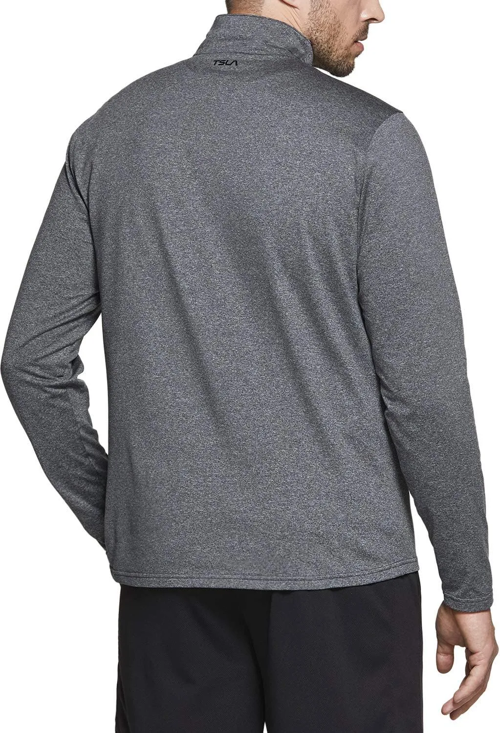 TSLA Men's Quarter Zip Thermal Pullover Shirts, Winter Fleece Lined Lightweight Running Sweatshirt