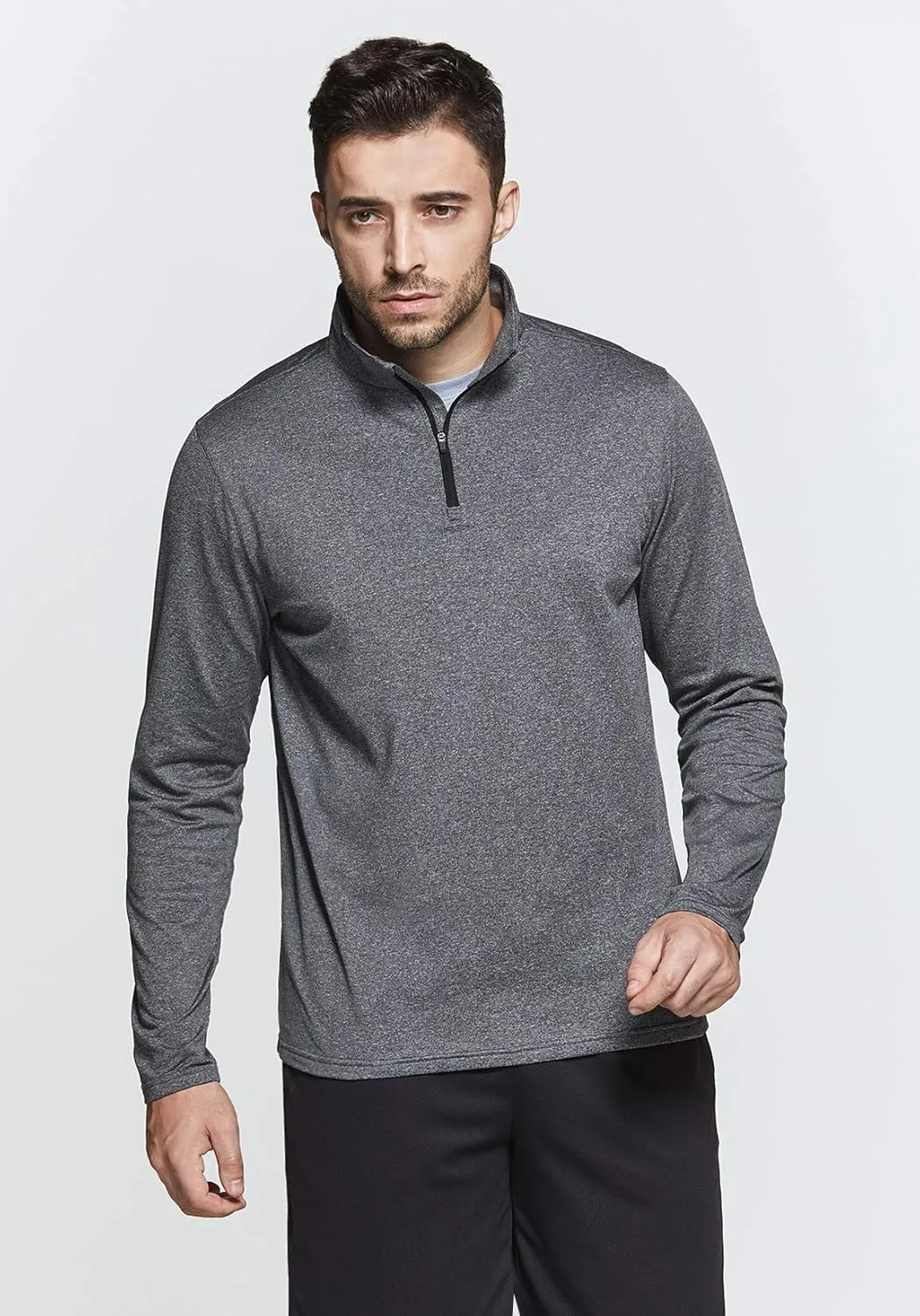 TSLA Men's Quarter Zip Thermal Pullover Shirts, Winter Fleece Lined Lightweight Running Sweatshirt
