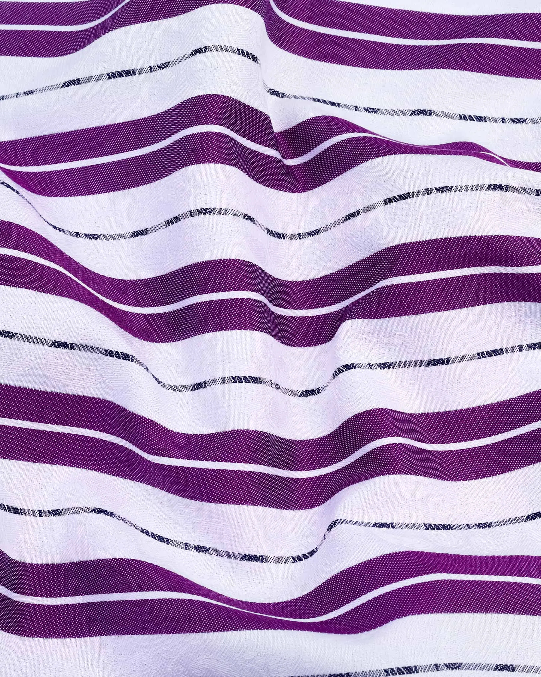 Veronica Purple Jacquard Paisley With White Stripe Cotton Shirt