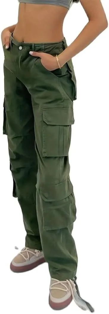 Vintage Cargo Pants Baggy Jeans Women Fashion 90s Streetwear Pockets Wide Leg High Waist Straight Y2k Denim Trousers Overalls