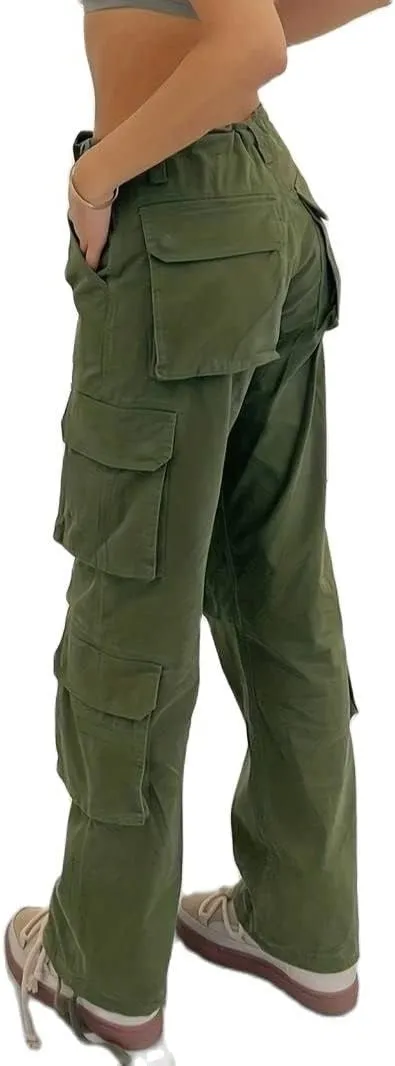 Vintage Cargo Pants Baggy Jeans Women Fashion 90s Streetwear Pockets Wide Leg High Waist Straight Y2k Denim Trousers Overalls