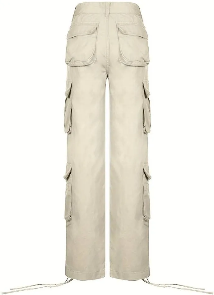 Vintage Cargo Pants Baggy Jeans Women Fashion 90s Streetwear Pockets Wide Leg High Waist Straight Y2k Denim Trousers Overalls