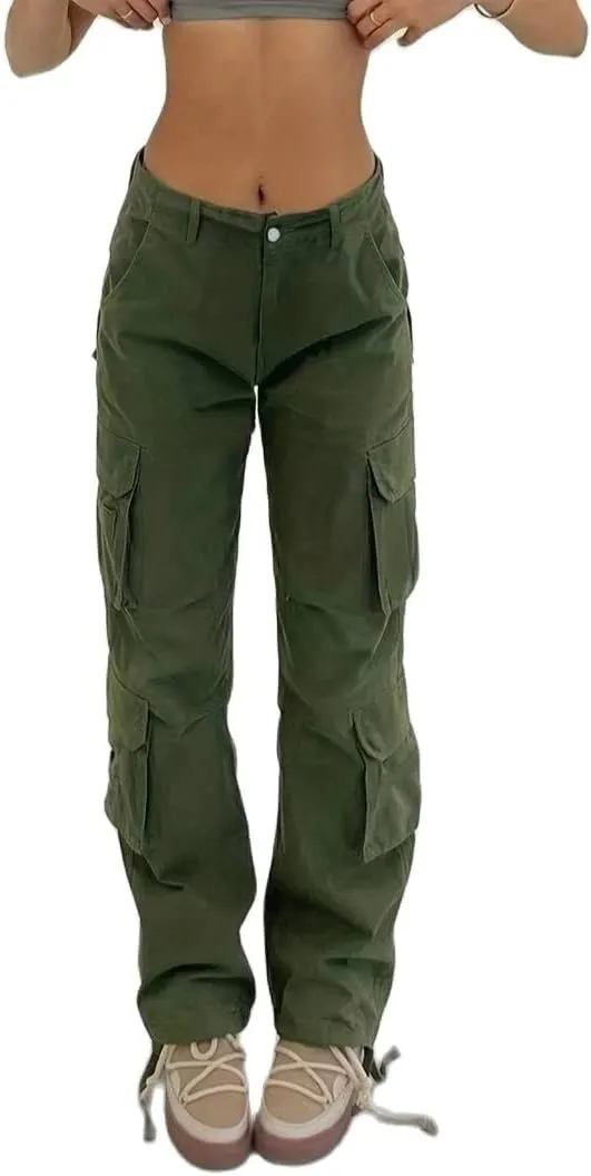 Vintage Cargo Pants Baggy Jeans Women Fashion 90s Streetwear Pockets Wide Leg High Waist Straight Y2k Denim Trousers Overalls