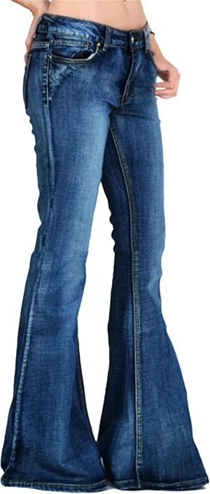 Western Jeans for Women Flare Mid Waist Bell Stretch Slim Denim Pants Length Stretchy Denim Trousers