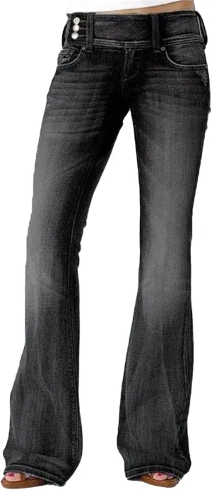 Western Jeans for Women Flare Mid Waist Bell Stretch Slim Denim Pants Length Stretchy Denim Trousers