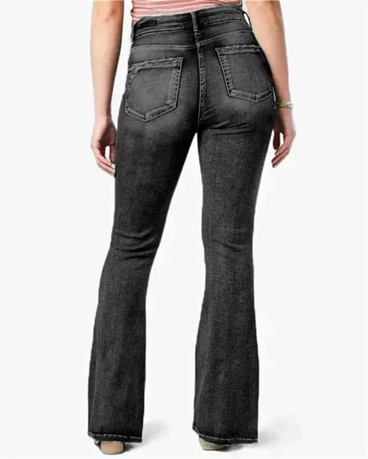 Western Jeans for Women Flare Mid Waist Bell Stretch Slim Denim Pants Length Stretchy Denim Trousers