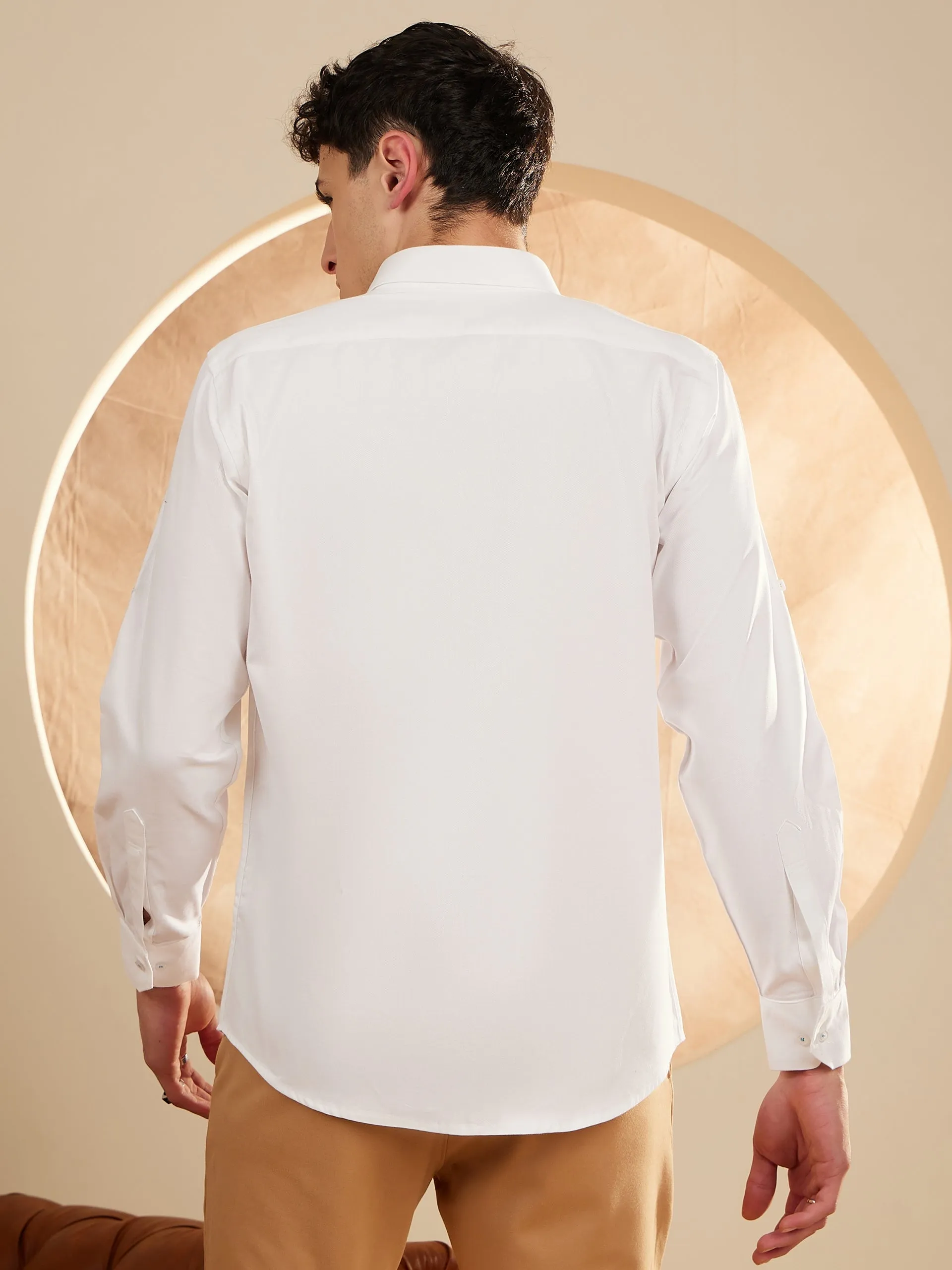 White: Solid Formal Shirt