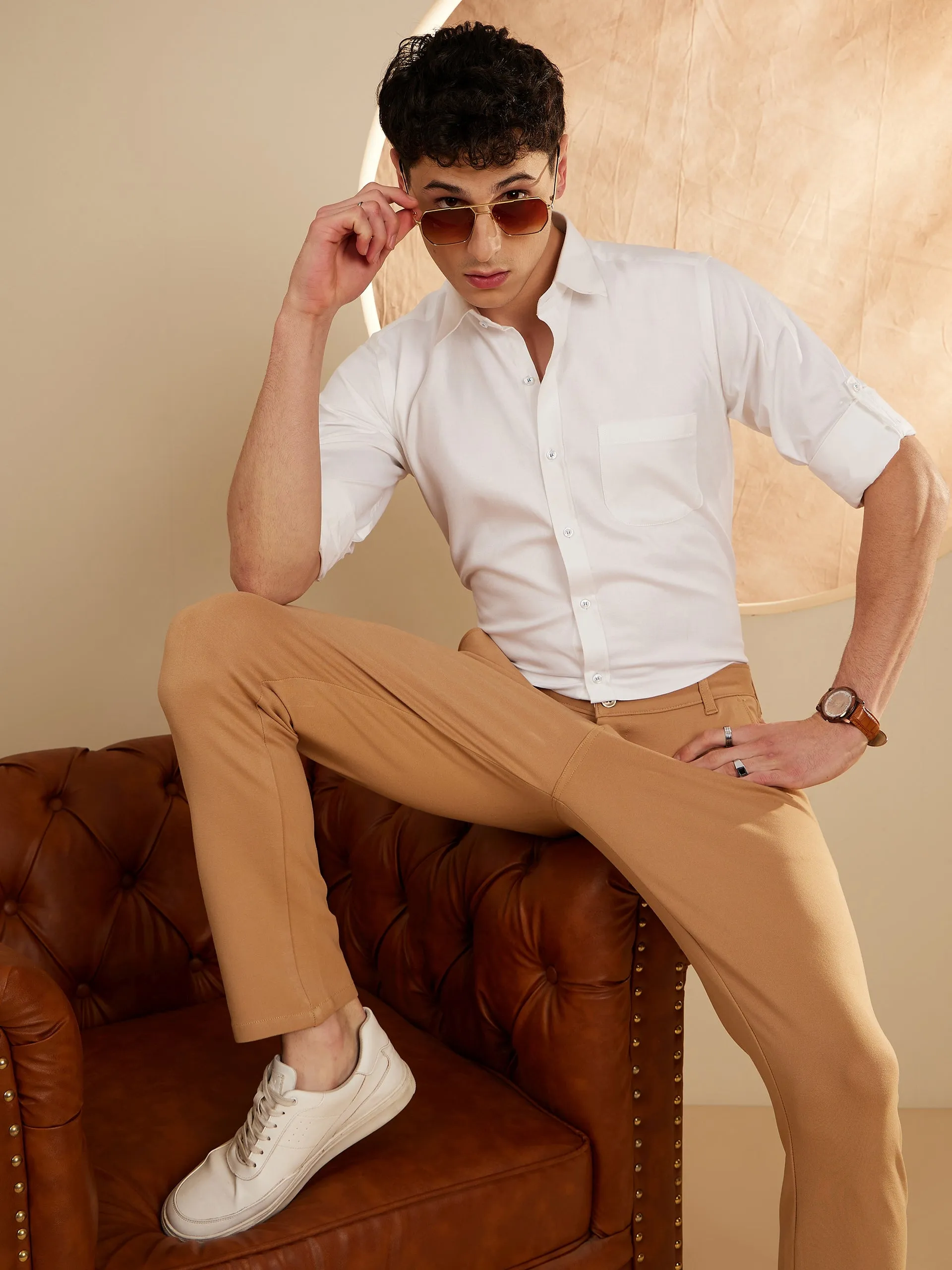 White: Solid Formal Shirt