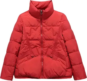 Winter White Duck Down Coat Women Short Puffer Jacket Casual Warm Light Parkas