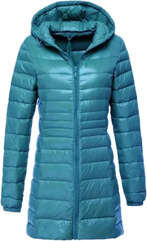 Winter Women Midi Long Hooded Jacket Down Coat Parka Ladies Warm Puffer Outerwears