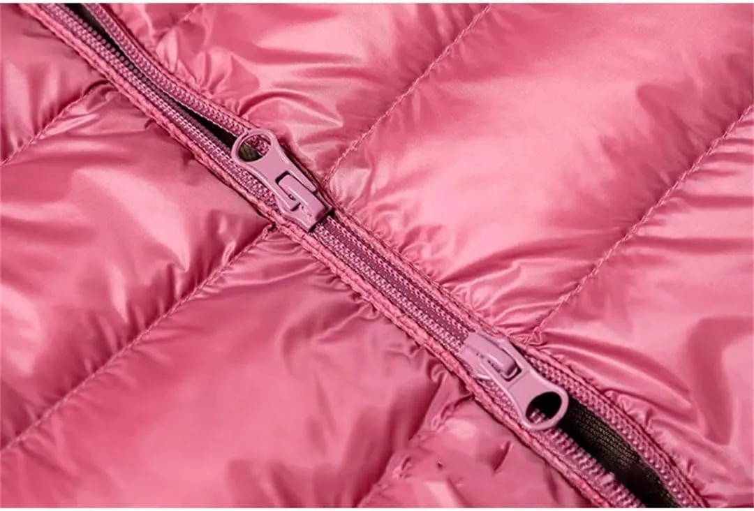Winter Womens Fashion Slim Remove Hooded Parka Outerwear Down Jackets Long Thin Coat Puffer Jacket