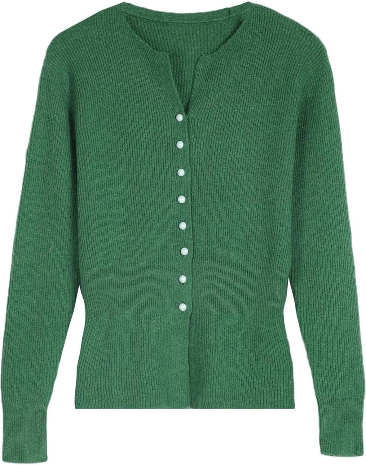 Women 2024 Peplum Button Down Lightweight Ribbed V Neck Long Sleeve Casual Open Front Sweater Crochet Tops Knitted Coat