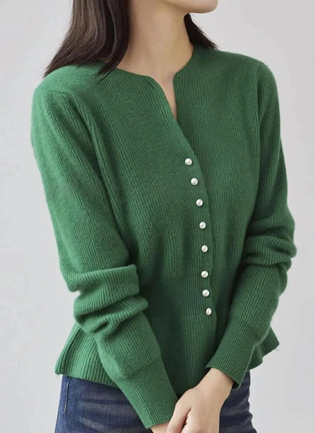 Women 2024 Peplum Button Down Lightweight Ribbed V Neck Long Sleeve Casual Open Front Sweater Crochet Tops Knitted Coat