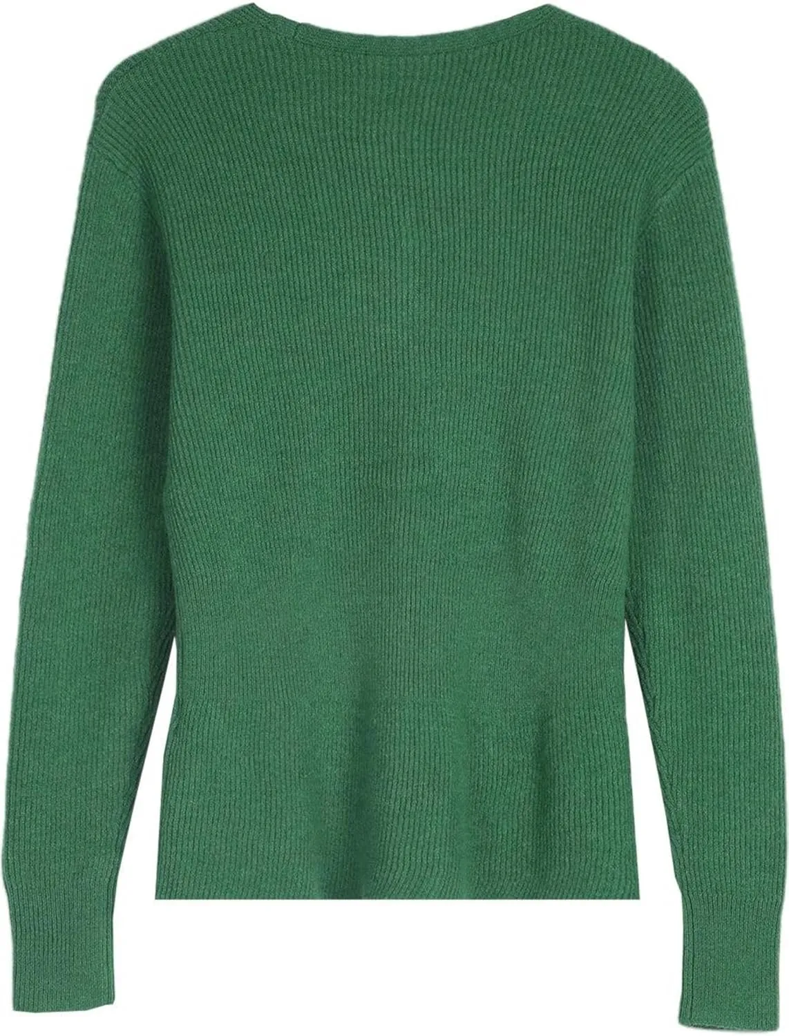 Women 2024 Peplum Button Down Lightweight Ribbed V Neck Long Sleeve Casual Open Front Sweater Crochet Tops Knitted Coat