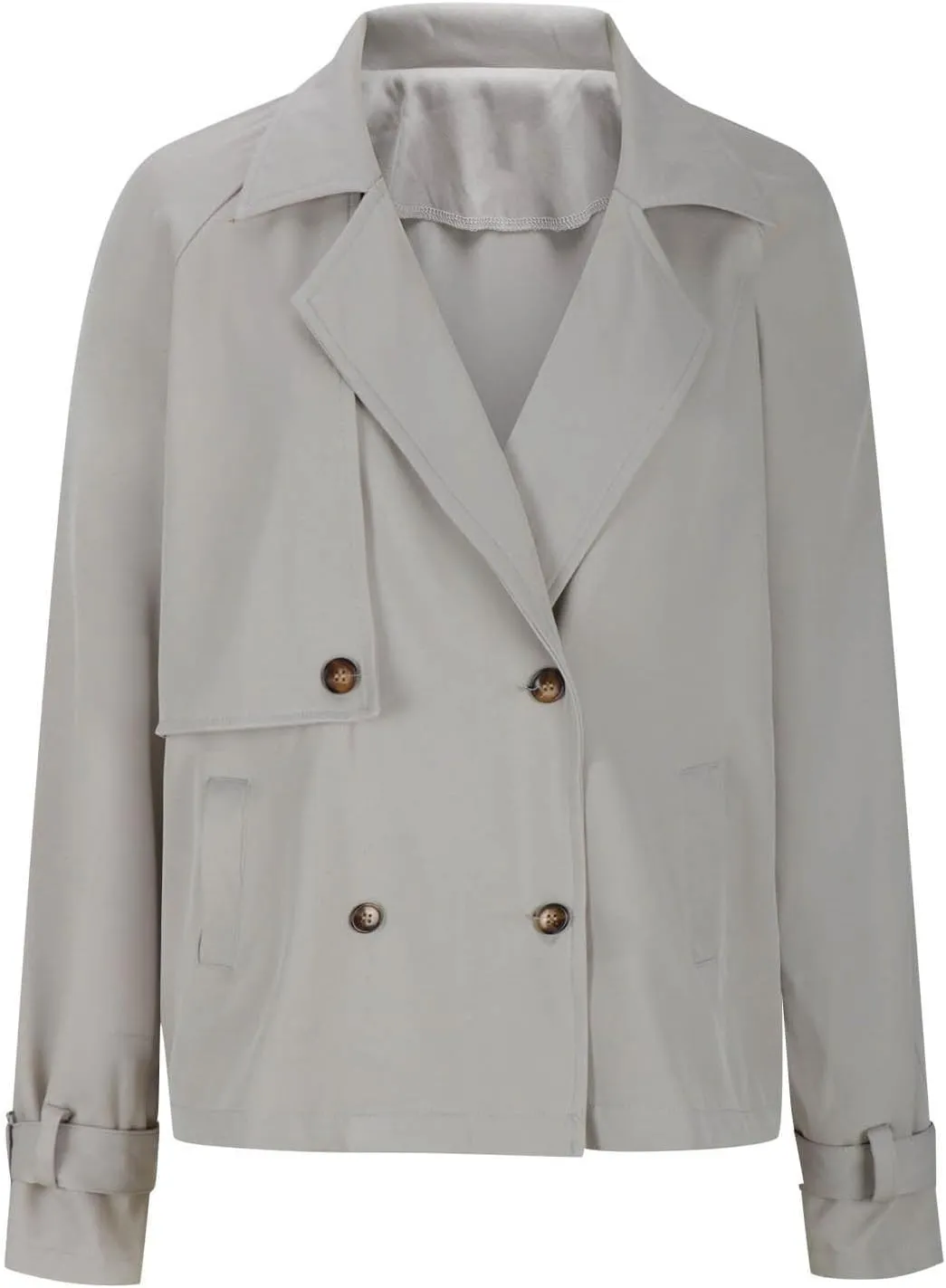 Women Crop Double Breasted Trench Coat Raglan Sleeve Work Office Cropped Jacket With Pockets Fashion Fall Jackets